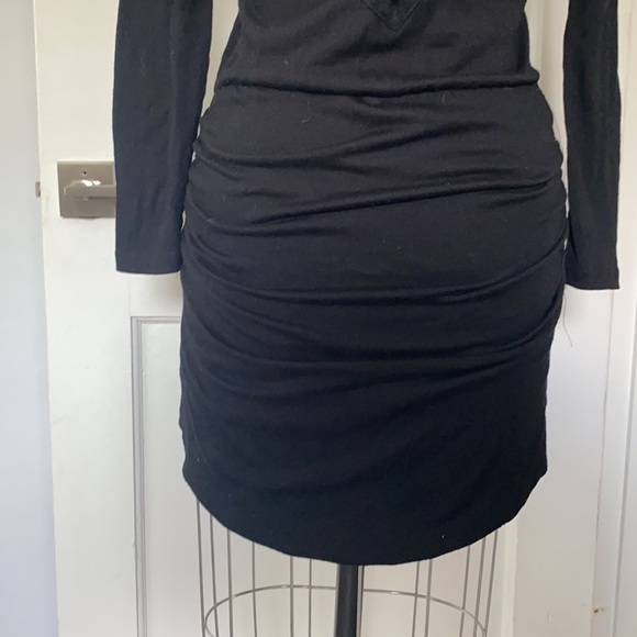 LNA Long Sleeve Little Black Dress with Lace Up Bust. - Picture 3 of 8